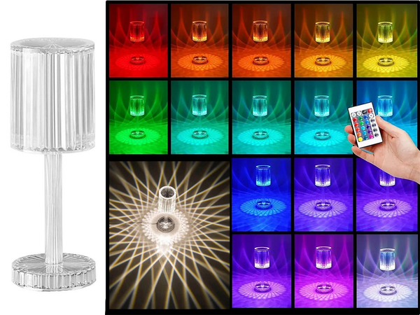 Stolová lampa led crystal rgb diaľkové ovládanie usb