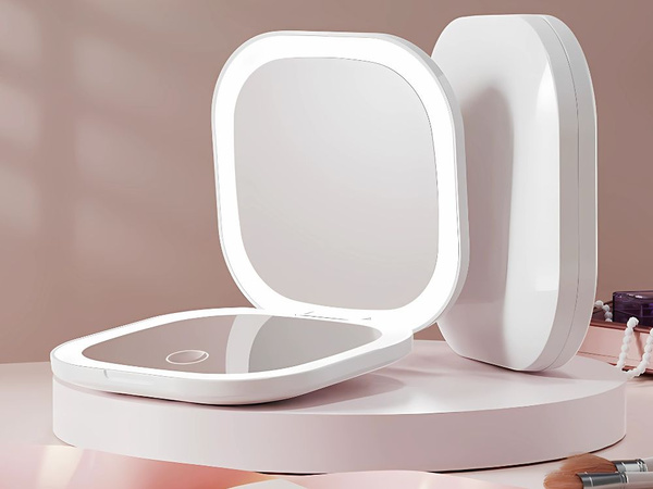 Lusterko do makijażu z podświetleniem led składane x5 do torebki podróżne