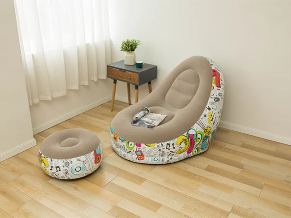 Garden armchair lounger inflatable beach pouf footrest comfortable