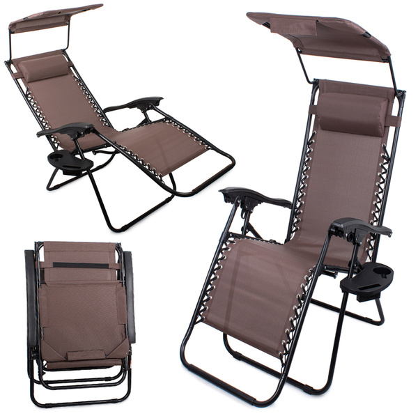 Folding beach chair zero gravity 2in1 chair with canopy