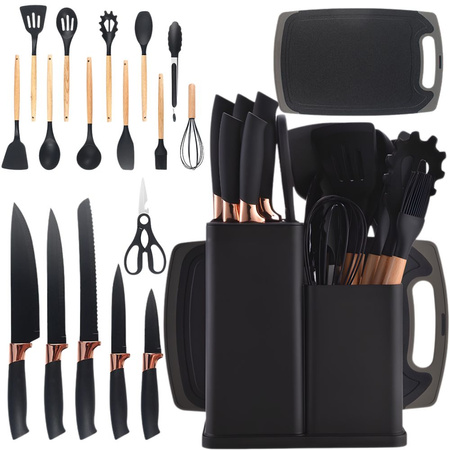 Kitchen knife set with utensils and cutting board 12pcs knife block stand set