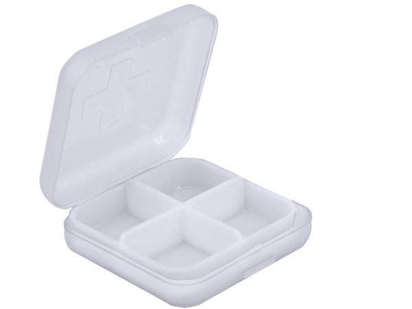Container medicine box supplements tablets travel 4 compartments