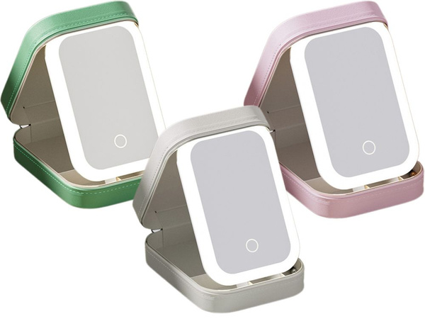 Miroir de maquillage avec éclairage led organiseur pour cosmétiques de voyage