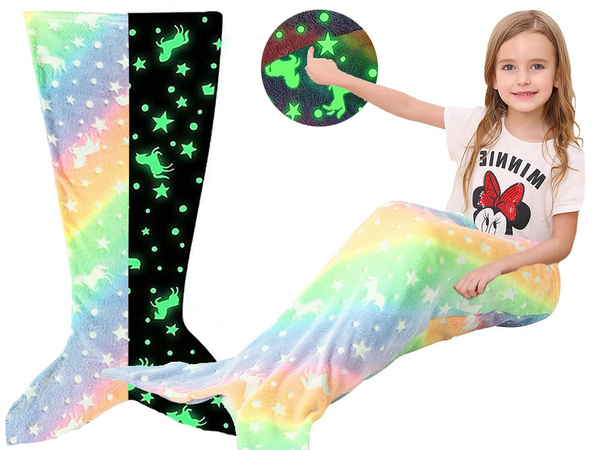 Mermaid tail blanket blanket sleeping bag warm luminous for girls soft horse