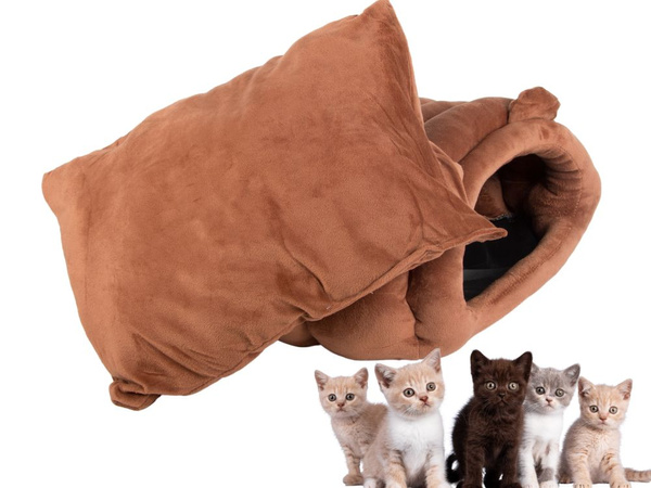 Pat de pluș cocon pentru câine pisică moale pernă lenjerie de pat pufos