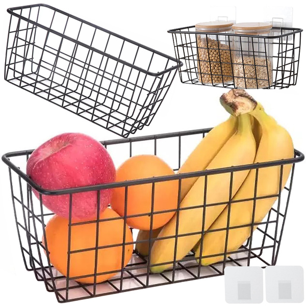 Panier suspendu métal organisateur étagère cuisine suspendue noir