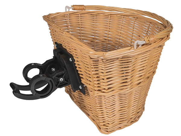 Large bicycle basket wicker bicycle basket click on handlebars roomy