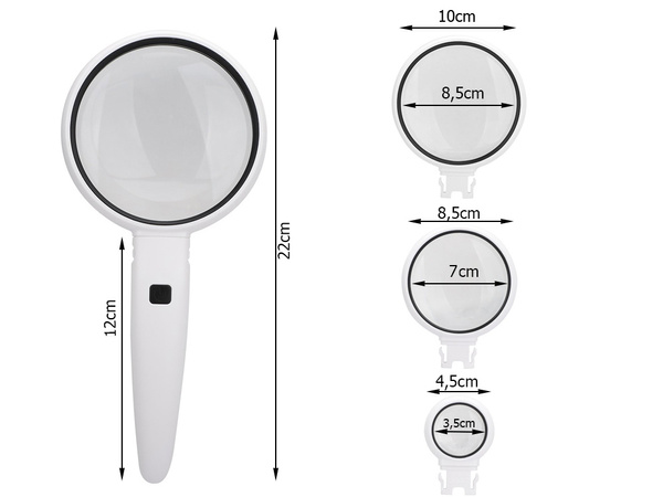 Palielināmais stikls ar 2x led apgaismojumu