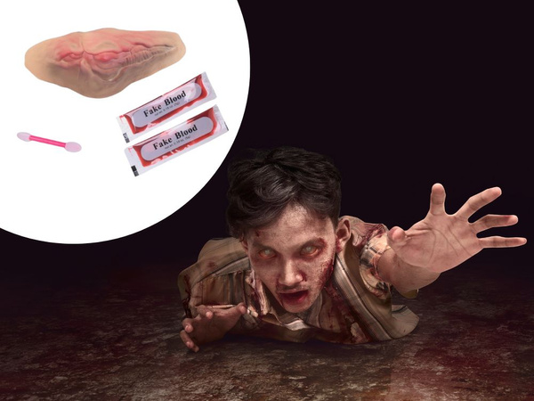 Falsche halswunde mit 10ml kunstblut halloween-accessoire