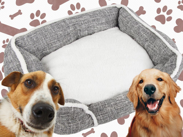 Dog bed soft comfortable fluffy bed with cushion size l