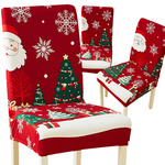 Husă pentru scaun de Crăciun, decorativă, universală, Moș Crăciun, cu bandă elastică