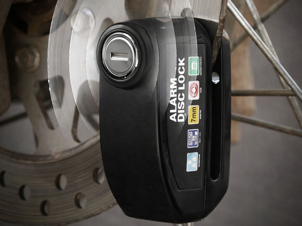 MOTOCIKLA BLOKĀDE AR 110 DB SIGNĀLU UZ BREMŽU DISKU KUSTĪBAS SENSORS