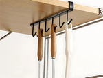 Kitchen hanging rack black metal 6 hooks for utensils hooks