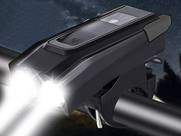 Jaudīgs velosipēda lukturis priekšējais led aizmugurējais lukturis skaļuma signāls baterija 2in1