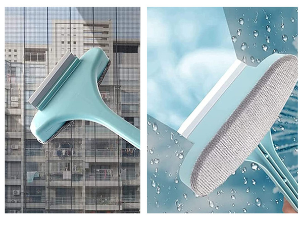 Window cleaning brush wiper 2in1