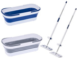 Flat microfibre mop with wringer, foldable bucket, unfoldable for floors