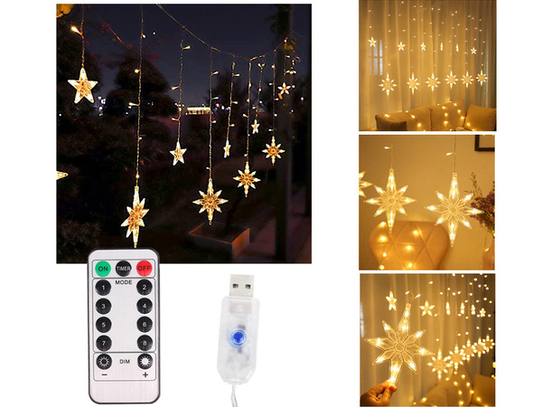 Fények füzér csillagok fény függöny 138 led