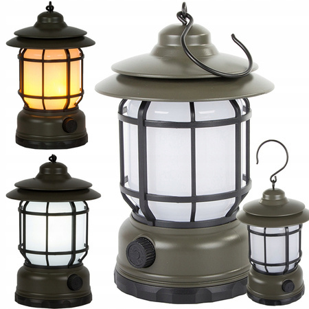 Lámpara camping recargable led usb antorcha gancho turista