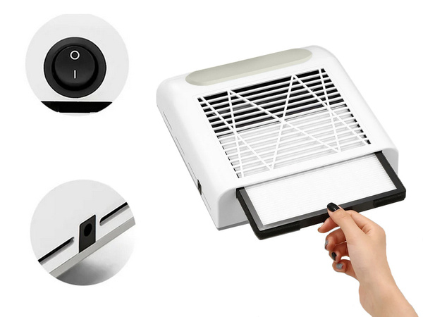 Bagless manicure cassette nail dust collector 80w with filter