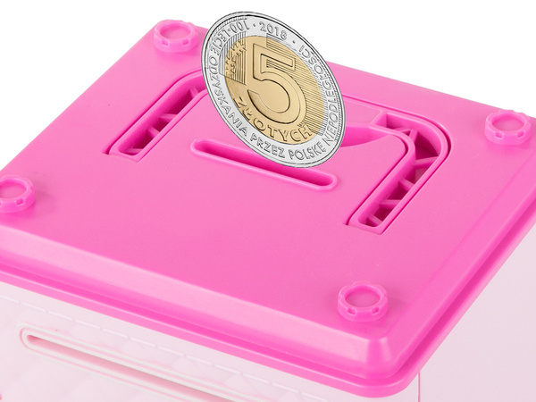 Skarbonka sejf bankomat na kod dostępu banknoty monety pieniądze kod pin