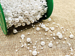 Perlas blancas perlas de araña árbol de navidad cadena de cuentas carrete 10mm 5m
