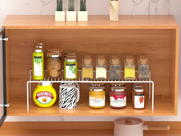 FÉM POLC ÁLLÍTHATÓ SZÉLESSÉGŰ BŐVÍTHETŐ KONYHAI SZERVEZŐ FEHÉR