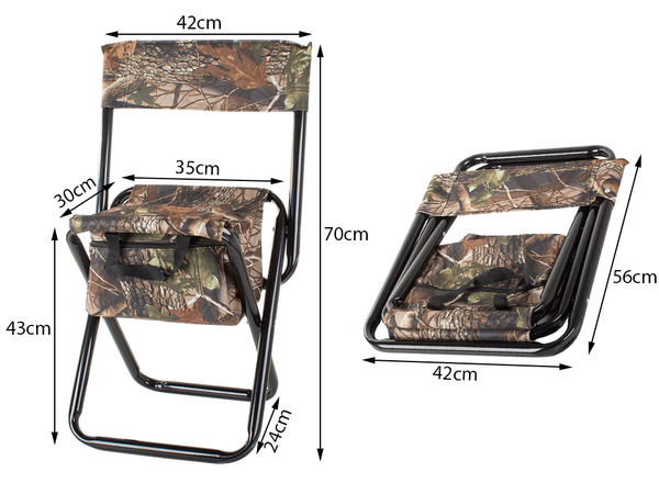 Chaise de pêche avec dossier et sac de transport