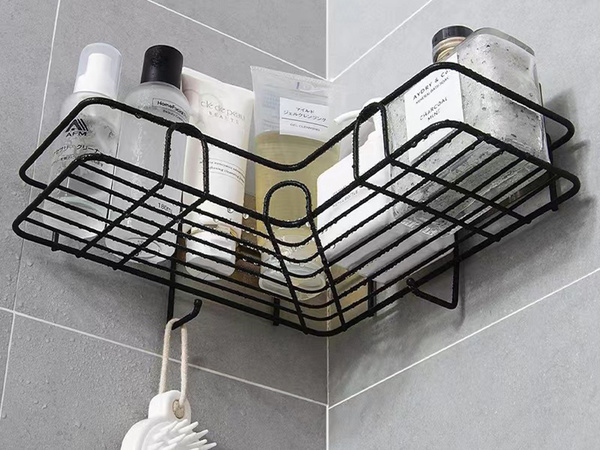 Półka łazienkowa do łazenki pod prysznic narożna loft wisząca 2x haczyk