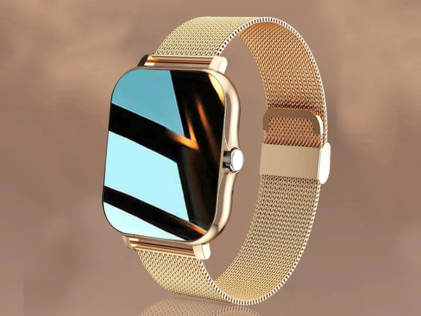 Smartwatch dámské pánské hodinky gumový řemínek sport bluetooth hovory zlaté