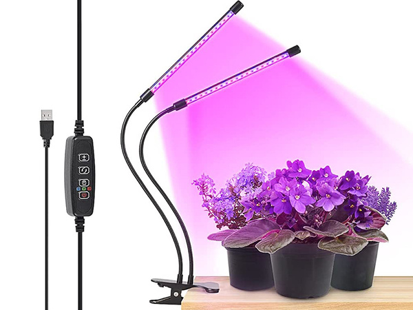2x lampe de croissance pour plantes 40 led timer usb clip