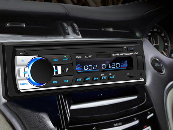 Radio samochodowe bluetooth usb aux sd 1-din mikrofon + pilot 4 x 60w