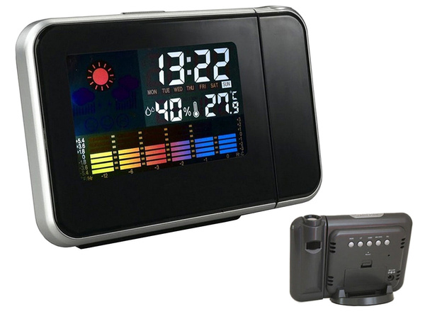 Orų stoties laikrodis su projektoriumi, higrometru, data