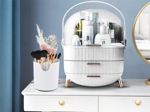 Kosmeetika organiseerija sahtlitega avar suur käepide elegantne