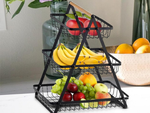 Kitchen shelf loft kitchen organiser three-storey stand with basket