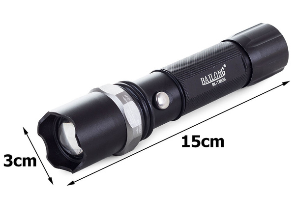 Bailong taktikaline led-torch zoom xp-e aku xp-e laetav aku