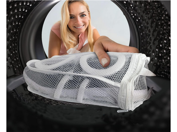 Hálós tasak a gyermekcipők mosásához cipzárral tágas