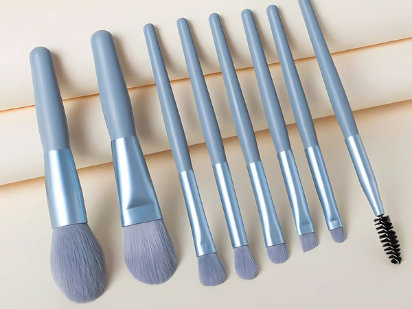 Set de 8 perii profesionale de machiaj pentru ochi, sprâncene, cu cutie cosmetică