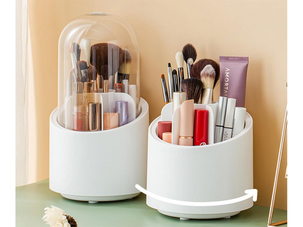 Organisateur de cosmétiques porte-pinceau de maquillage pivotant avec couvercle