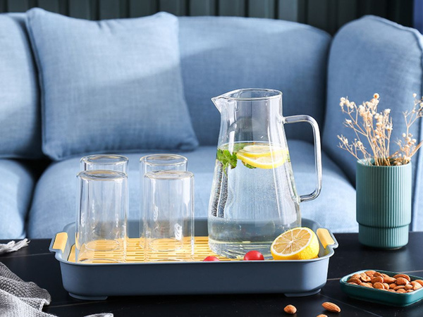 Two-layer kitchen tray with drain for dishes, vegetables, fruit, plastic