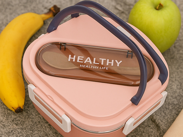 Breakfast box with compartments cutlery container microwaveable lunchbox 1000ml