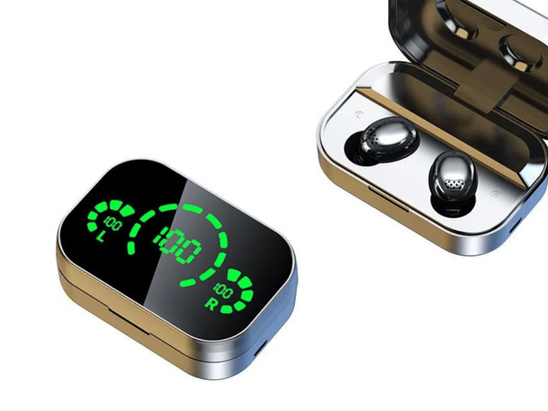 Écouteurs intra-auriculaires sans fil bluetooth avec étui de chargement à led et microphone