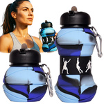 Foldable sports water bottle silicone sports bottle with spout mouthpiece 500