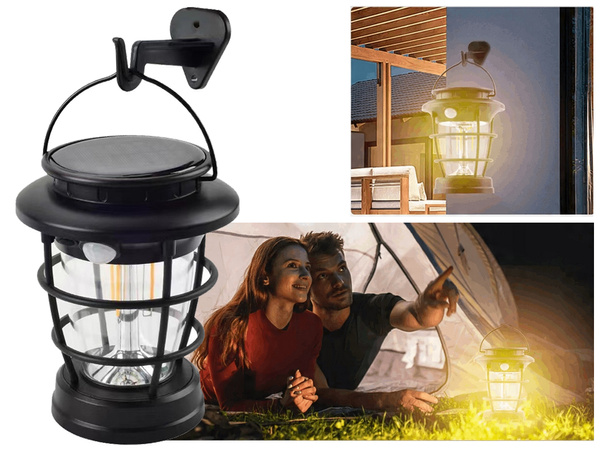 Lanterne de camping solaire lanterne de jardin led usb détecteur de mouvement au crépuscule