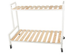 Wooden flowerbed for potted flowers two-storey shelf on wheels terrace