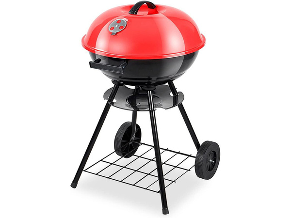 Holzkohle garten brikett grill räder runder deckel abschliessbar tragbar