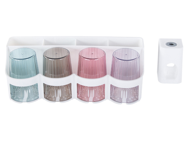 Organizér na zubní kartáčky s kelímky na zubní pastu