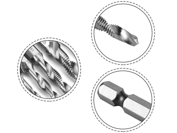 M3-10m hex tapping drill bits hss tapping set 6 pcs