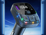 Transmiter fm mp3 estaw głośnomówiący 2xusb + usb c bluetooth 5.3 lcd 12v