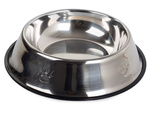 Metal bowl for dog cat silver on rubber 0.5l
