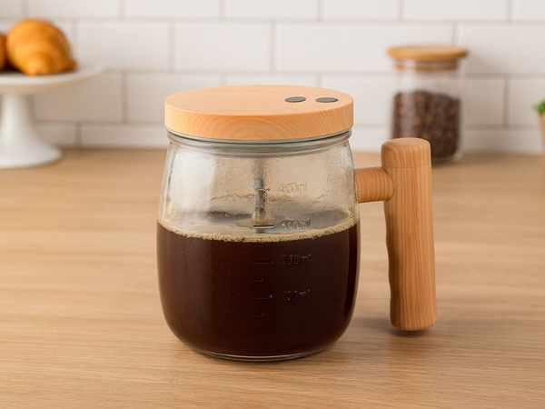 Samomiešaný hrnček na kávu, čaj a nápoje, sklenený, elektrický, 400 ml